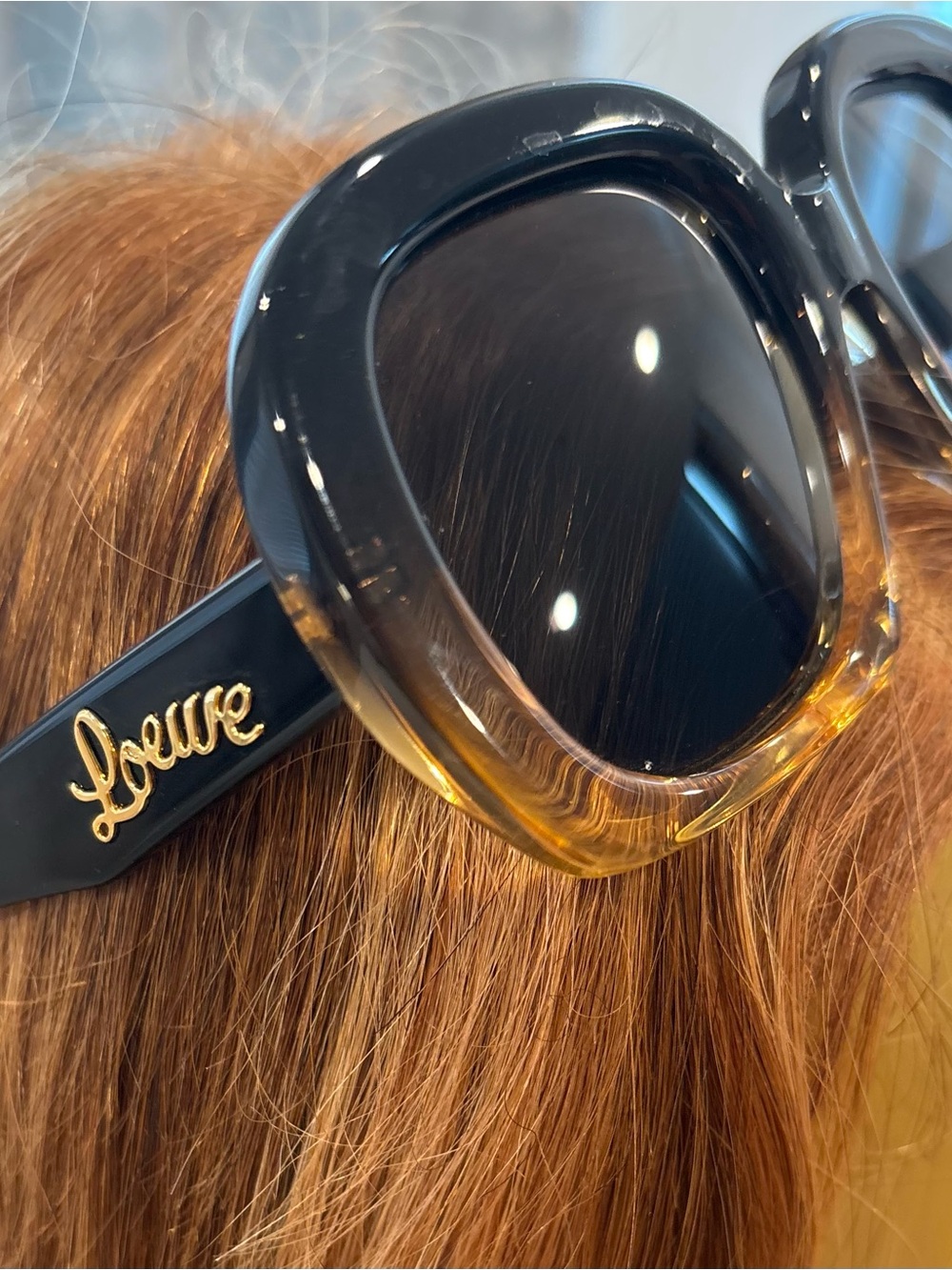 Loewe Black to Amber Ombre Square Sunglasses